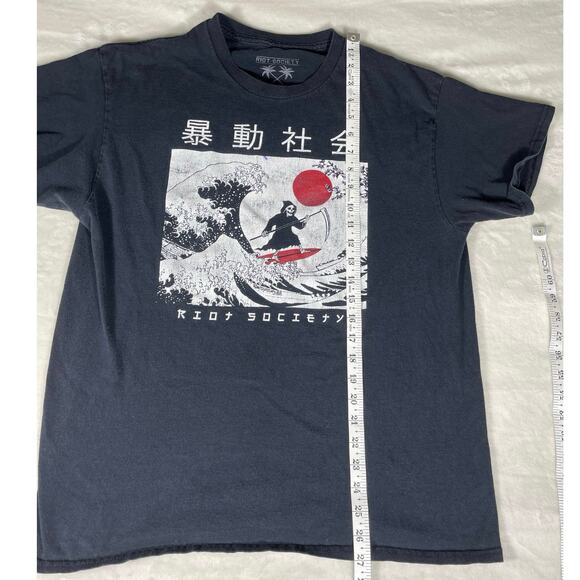 Riot Society Grim Reaper Surf Tee Black Graphic Shirt L - Picture 4 of 6